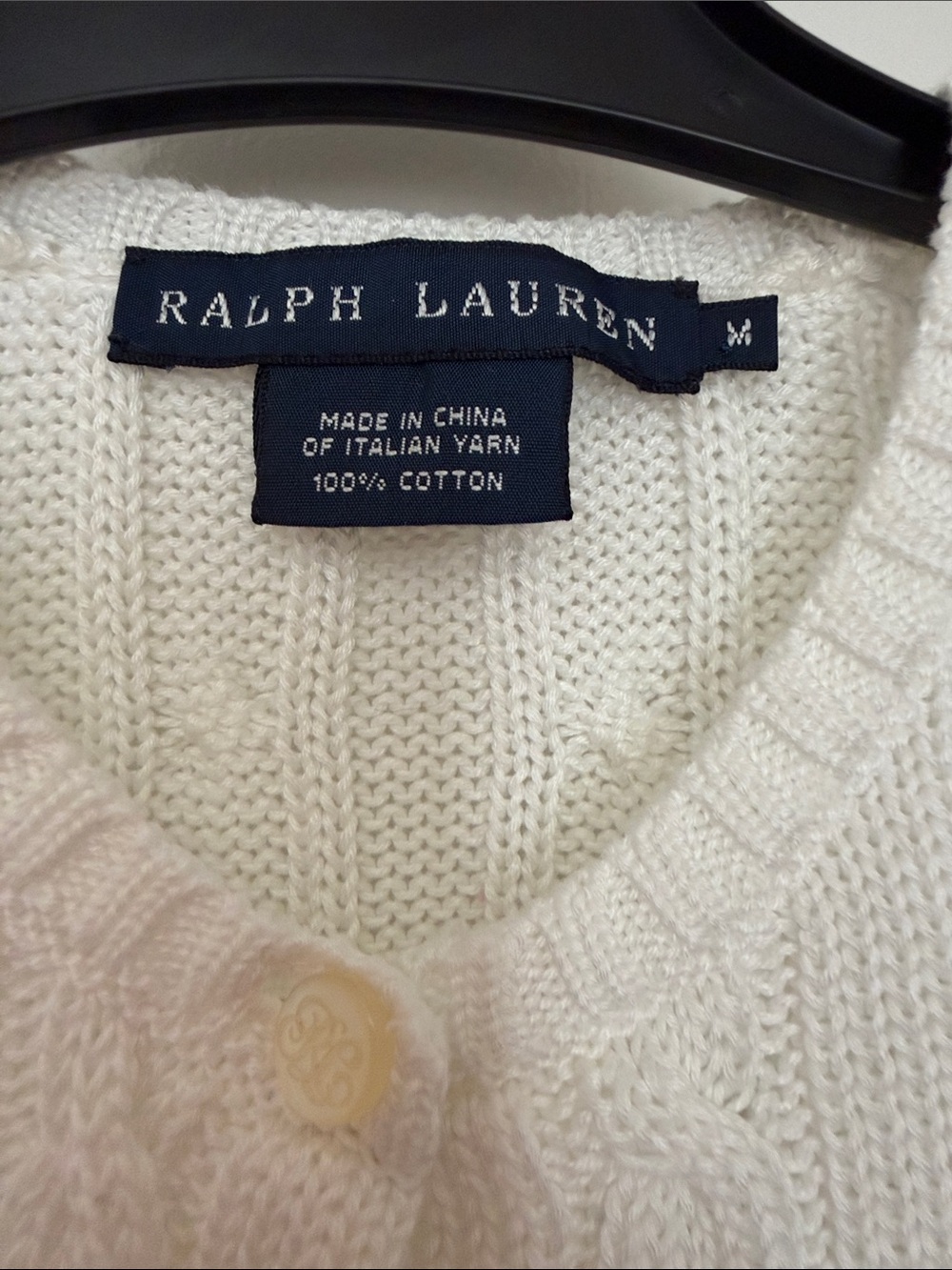 Ralph Lauren White Cable-Knit Button Front Cardigan - Picture 2 of 5